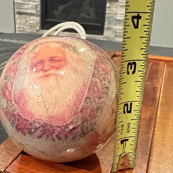 Old World Victorian Santa Paper Mache Decoupage Christmas Ornament Balls - Picture 4 of 4
